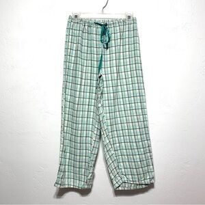 Seven Apparel PJ Cotton Flannel Pajama Pants Teal Blue & White Plaid Size Small